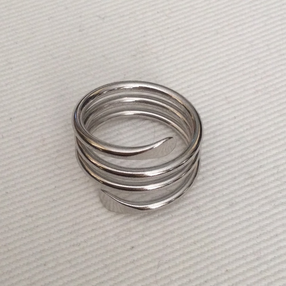 Lia Sophia Spiral On A Roll Ring Polished Silver Wrap Modern Design - Size 9